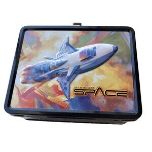 RARE Disney Epcot Mission Space Metal Tin Lunch Box With Space Shuttle Design